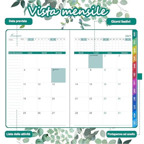 Detalle de HwxBen Agenda 2027 settimanale verticale A5, carta 100 g/m² e copertina rigida