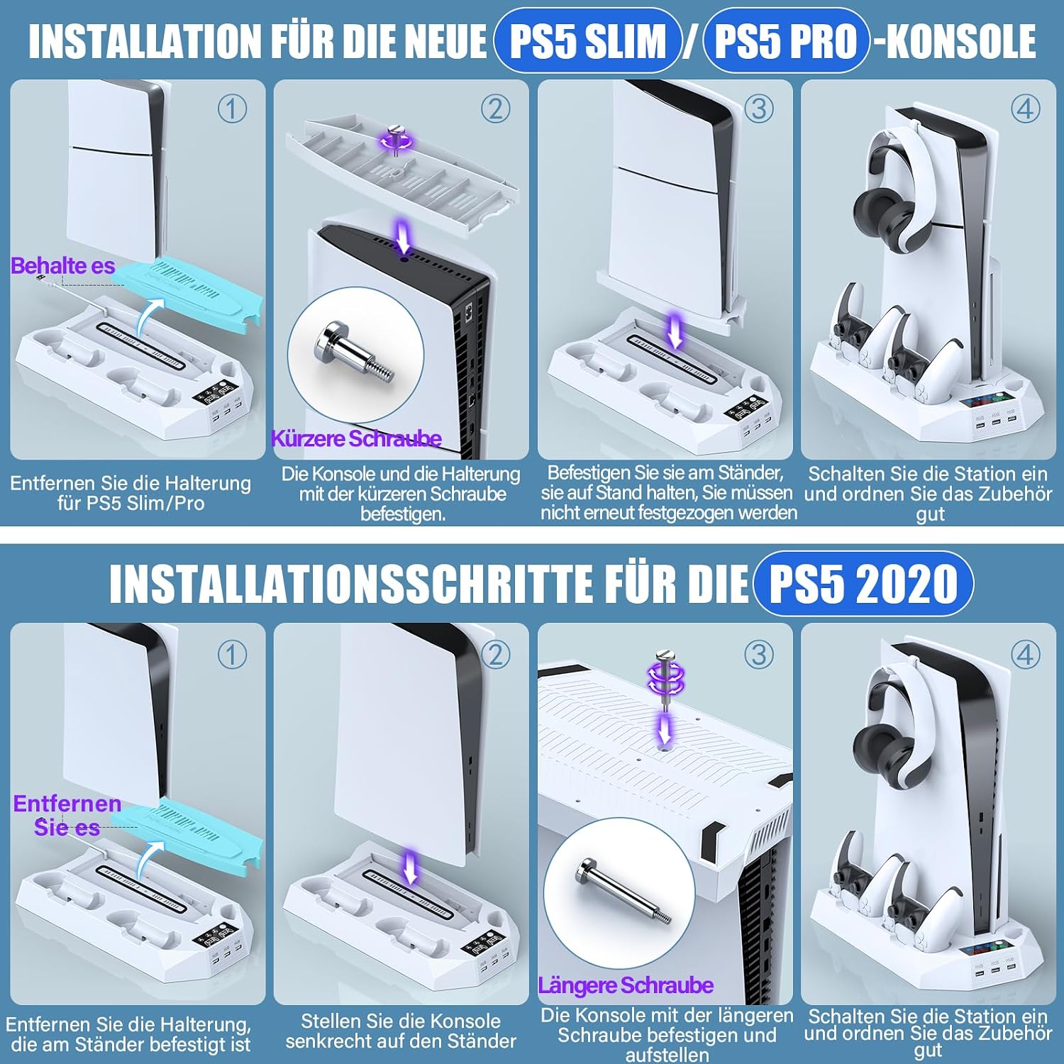 Thumbnail 5 de ZRZLMVP PS5 Standfuß Kühler mit Ladestation