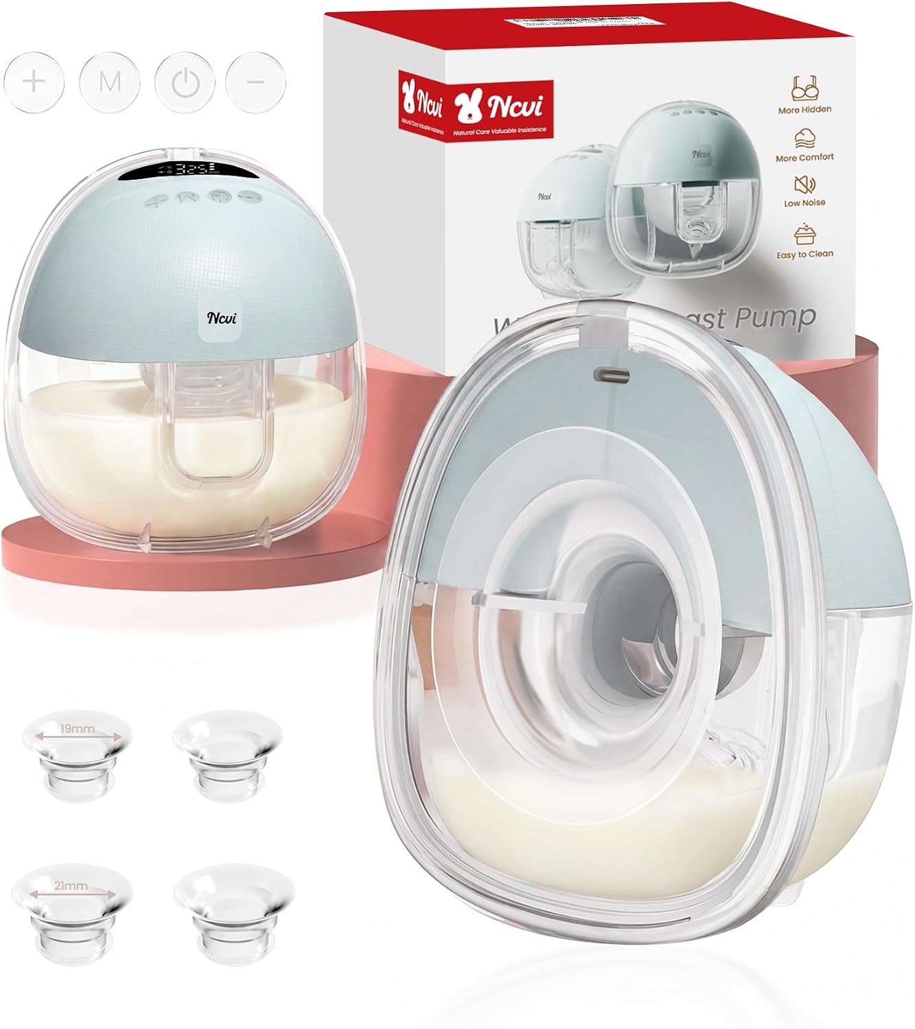 NCVI AM8131 Wearable Breast Pump, Wireless with 4 Modes and 9 Suction Levels