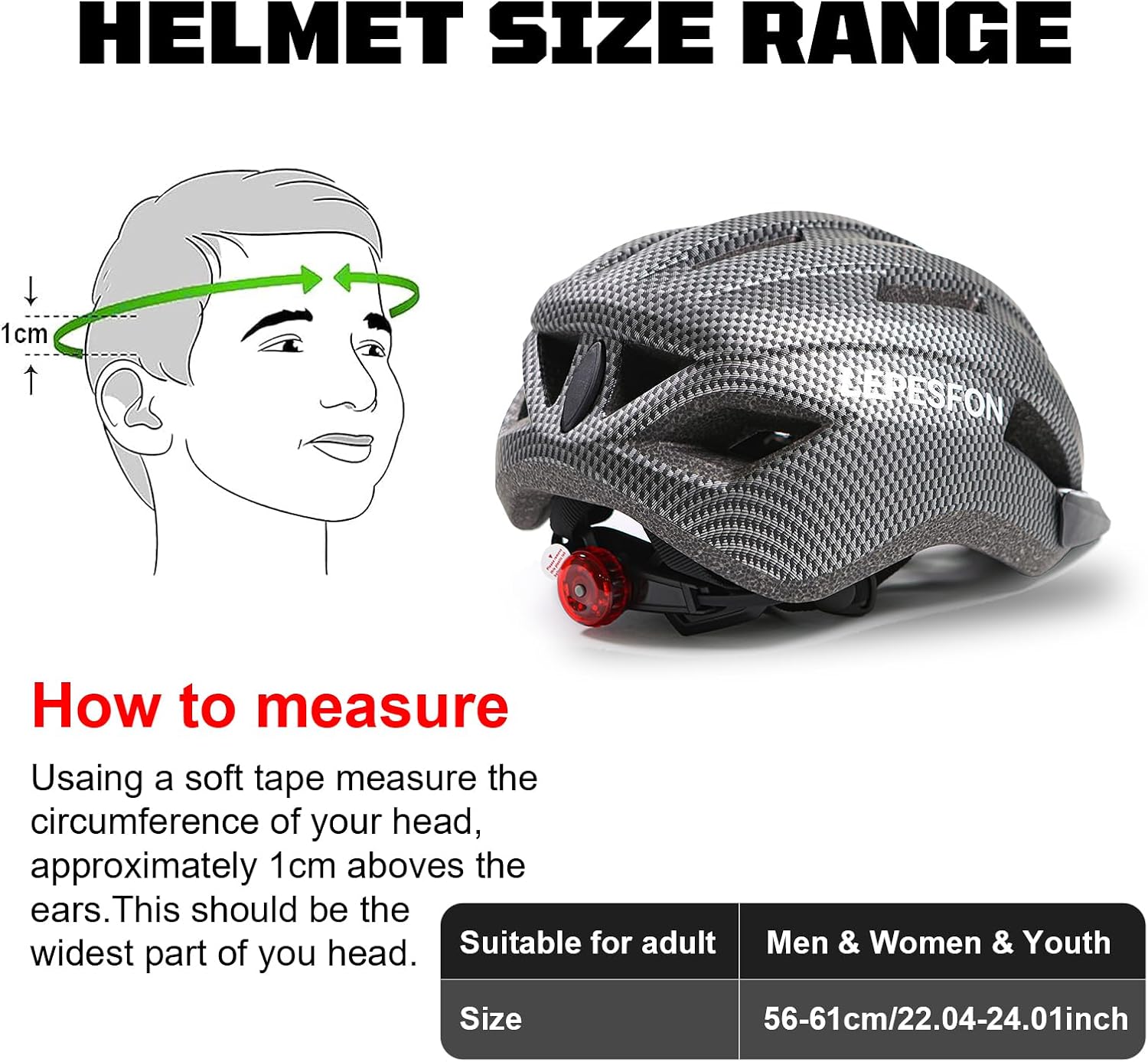 Detalle 2 de LEPESFON MTB Helmet 56–61 cm Adjustable Lightweight 🚴♀