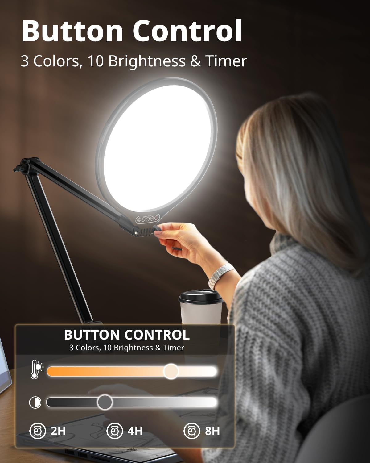 Detalle de UBeesize 10" Key Light for Streaming — Desk Ring Light with Adjustable Arm