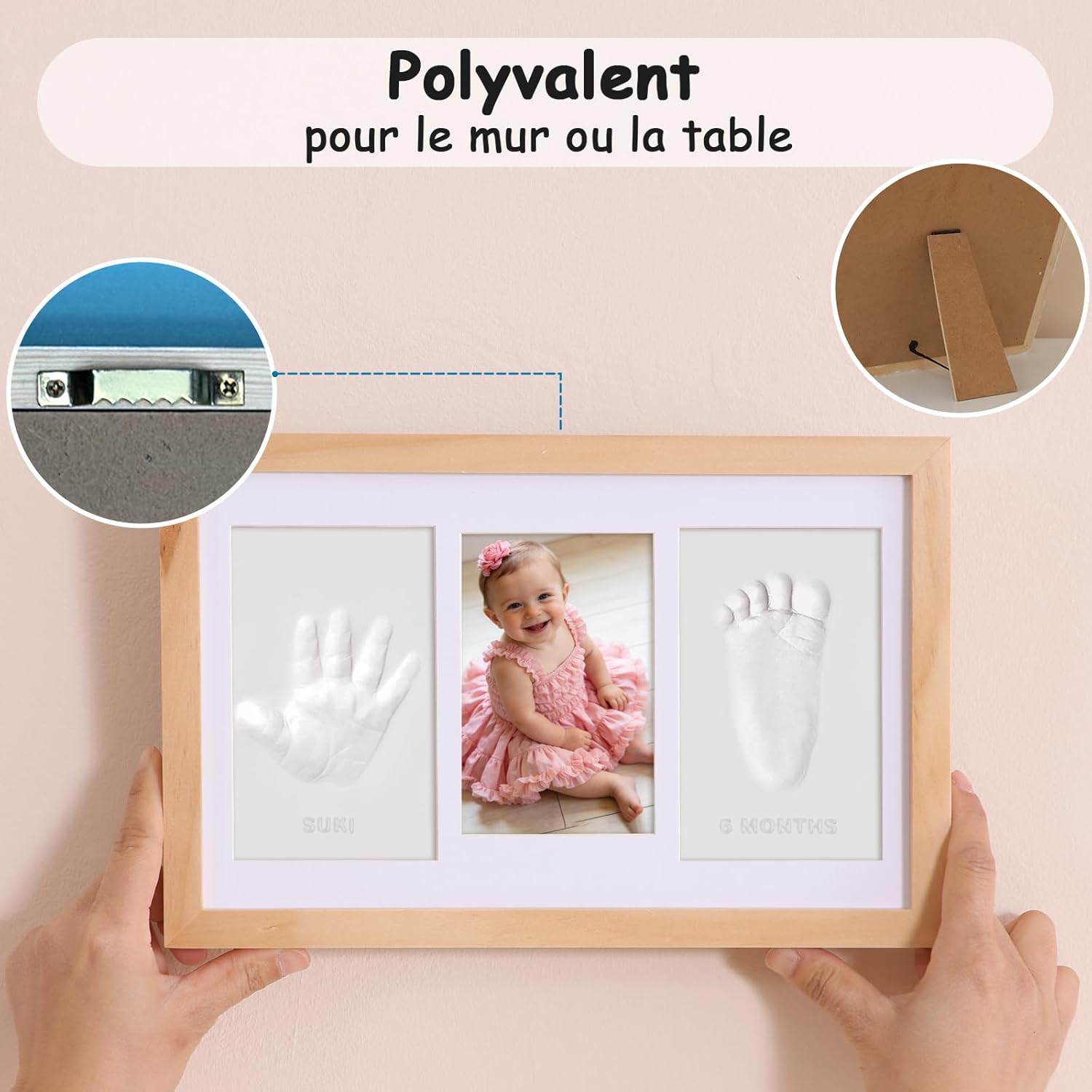 Thumbnail 5 de Yiukou Cadre Empreinte Main et Pied Bébé avec Argile – Kit personnalisé pour Naissance et Baby Shower
