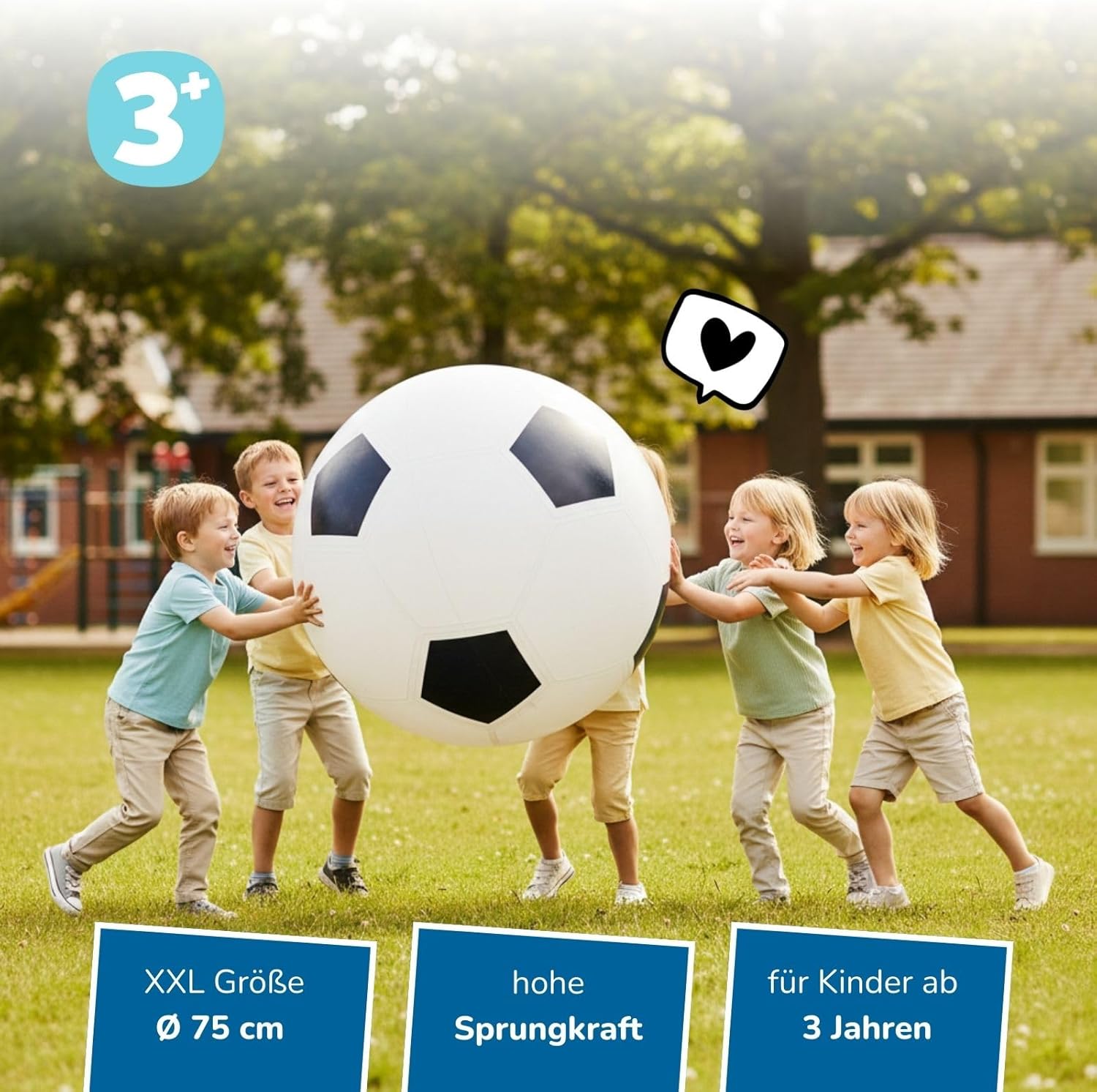 Thumbnail 1 de alldoro 60298 XXL Fußball (Ø 75 cm) – aufblasbarer Riesen-Spielball aus Gummi für Indoor & Outdoor