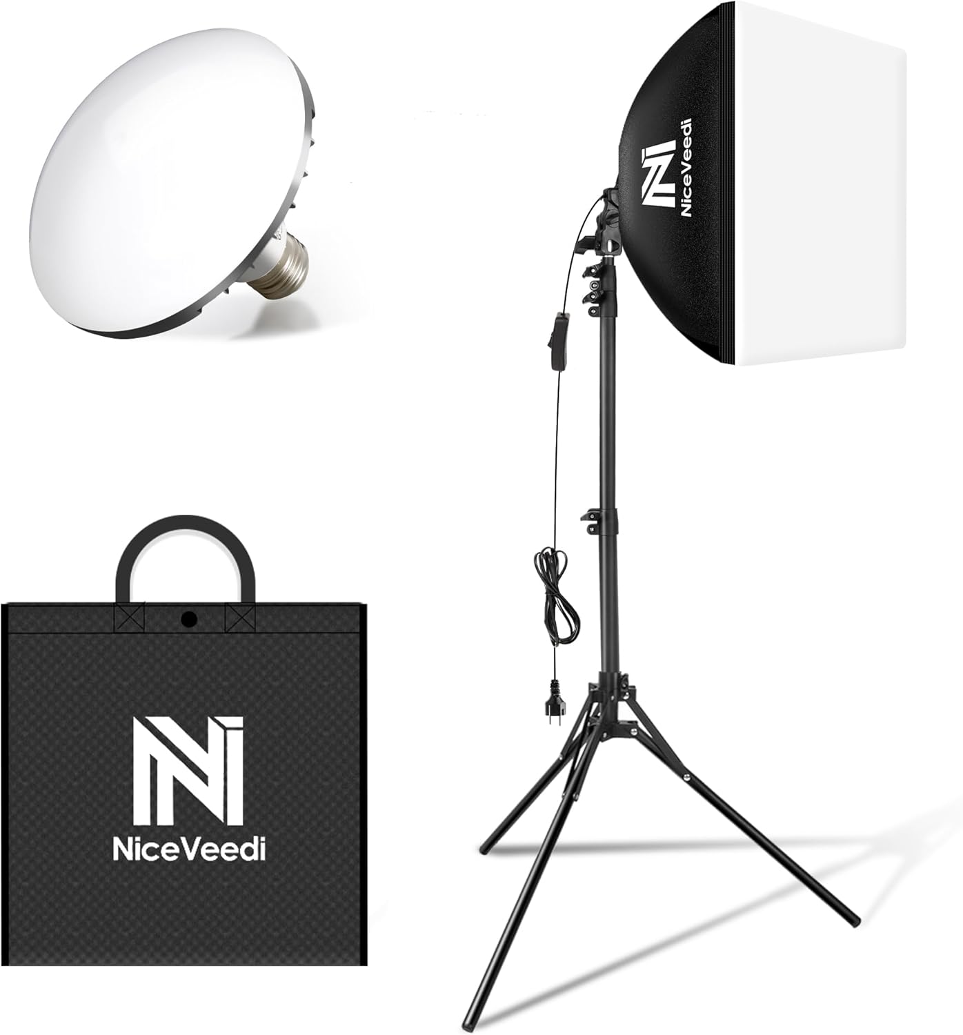 Detalle de Kit Softbox LED 40x40 cm con Treppiede 150 cm — Luce continua per foto, video e streaming