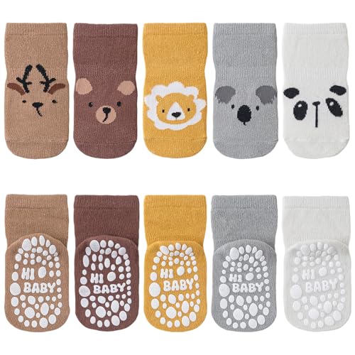 Detalle de SockWaddles Chaussettes antidérapantes bébé, lot de 5 paires en coton, motif panda, 1-3 mois