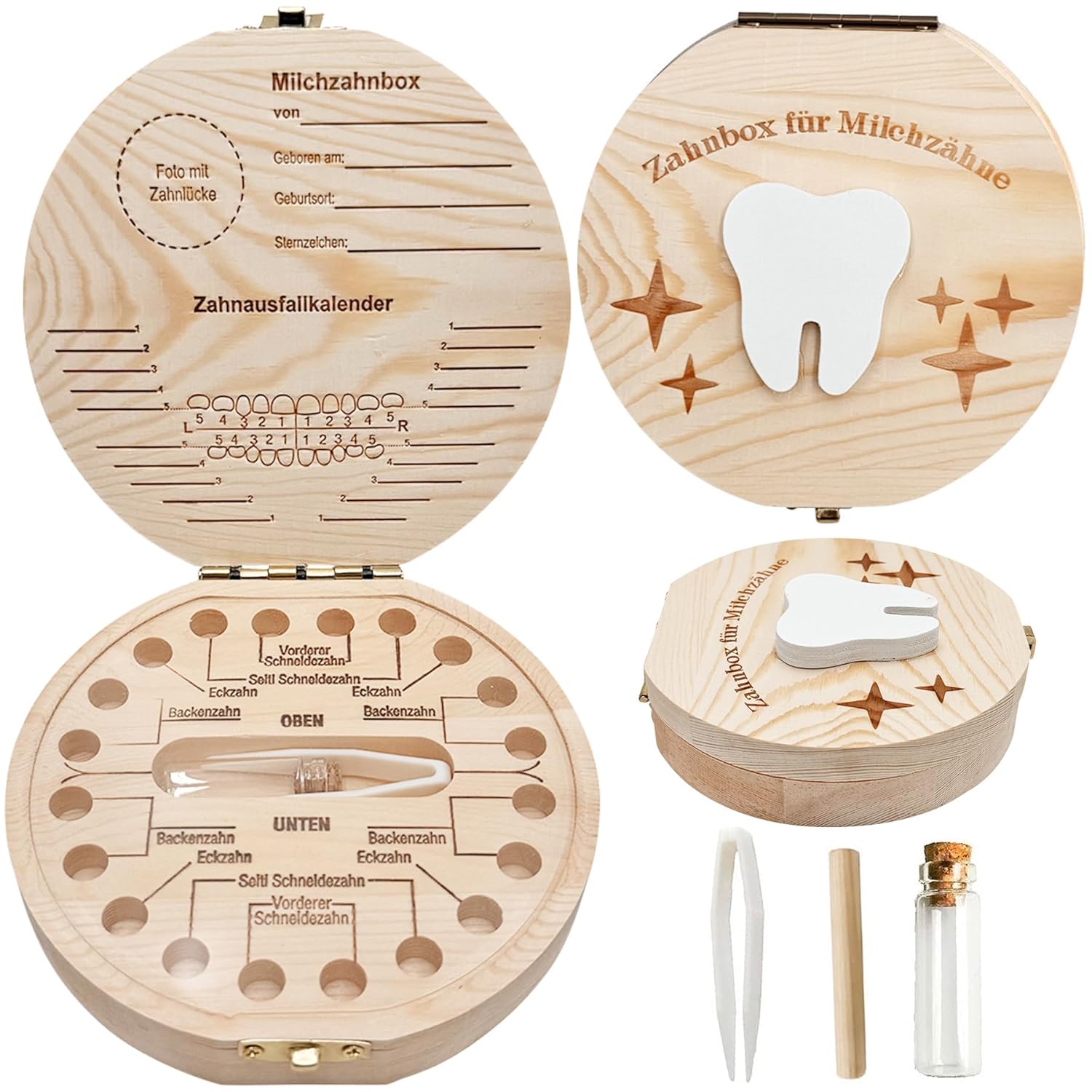 Thumbnail 2 de Shengruili Zahnbox aus Holz für Milchzähne – Aufbewahrungsbox für Baby-Zähne