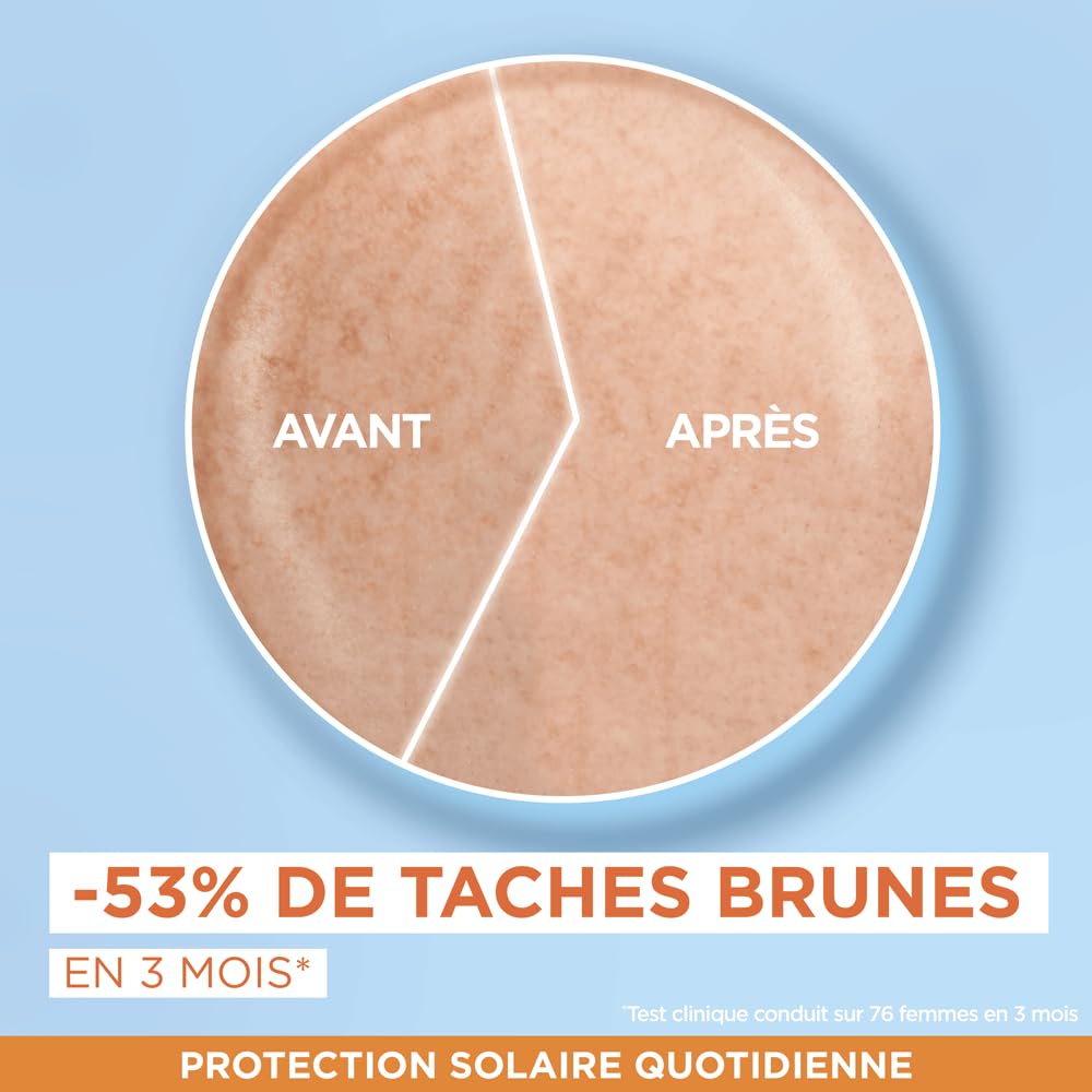 Detalle de Garnier Ambre Solaire Super UV Vitamin C Daily Fluid gegen dunkle Flecken (LSF 50+, unsichtbares Finish), 40 ml