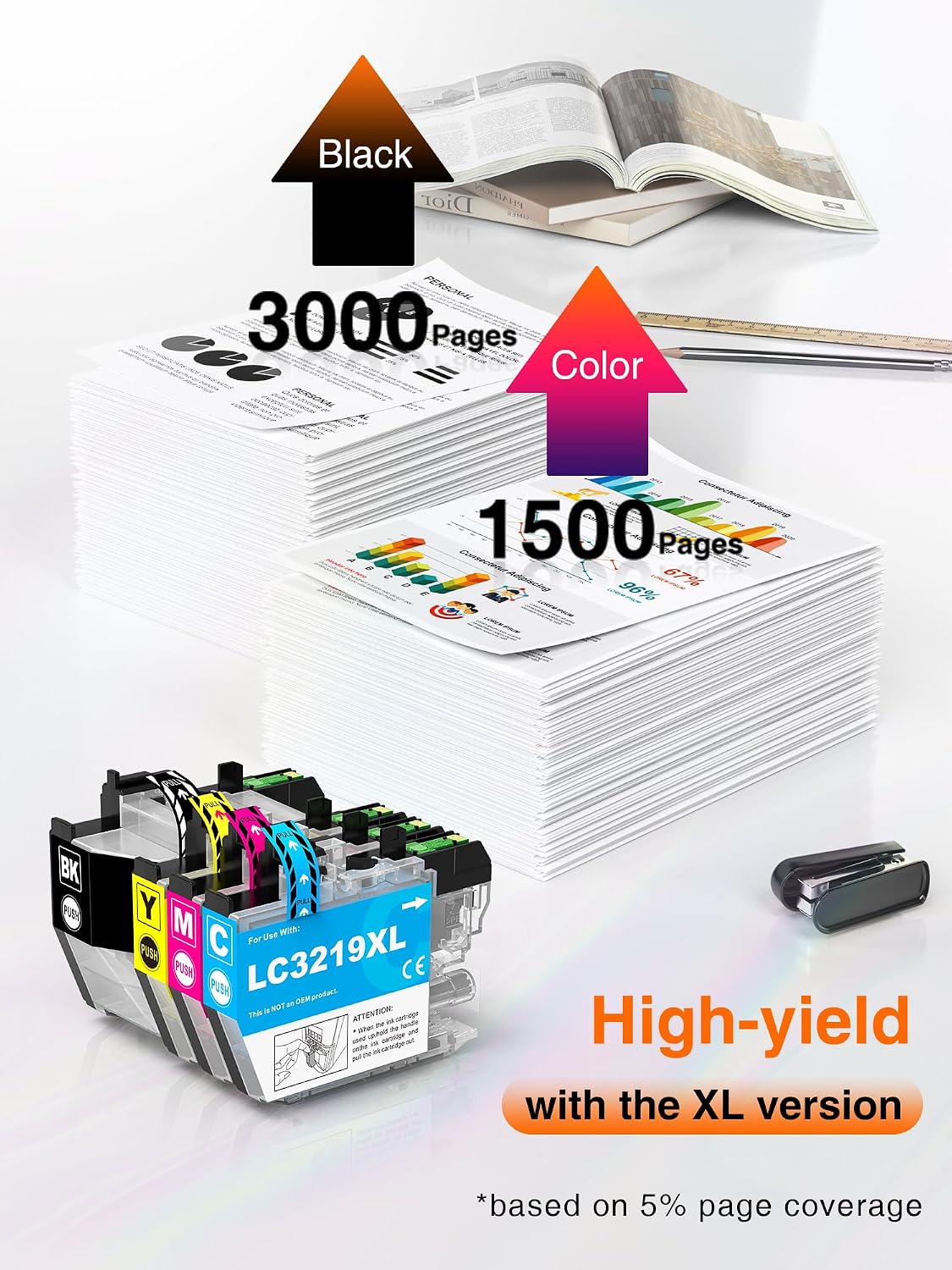 Thumbnail 2 de Kuva LC3219XL/LC3219 compatible ink cartridges for Brother (LC3217/LC3219XL) – Black, Cyan, Magenta & Yellow