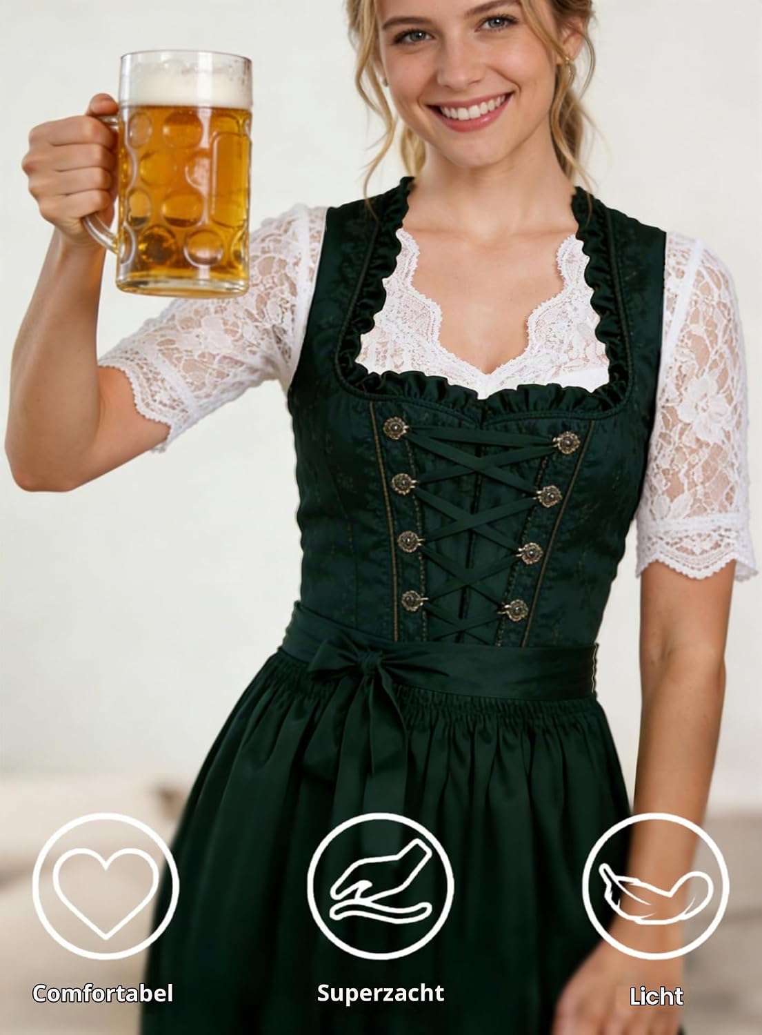 Thumbnail 4 de ZHAOCAI dirndlblouse voor dames met transparante kant en halflange mouwen