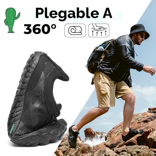 Detalle 2 de SAGUARO Vitality III Barefoot – Zapatillas minimalistas para trail, Negro, Gr.38