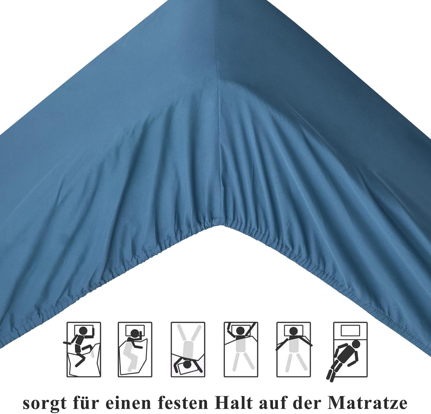 Thumbnail 4 de Aisbo King Size Fitted Sheet Dusty Blue – Extra Deep Pocket (16in/40cm) 150x200 cm