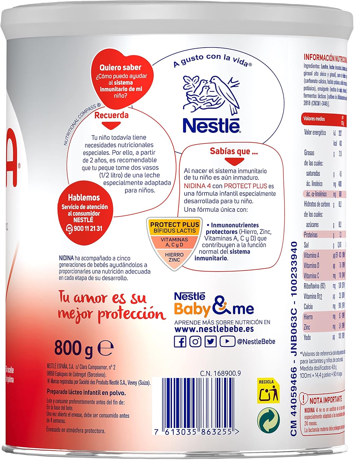 Thumbnail 4 de Nestlé NIDINA 4 Leche de Crecimiento en Polvo 800g