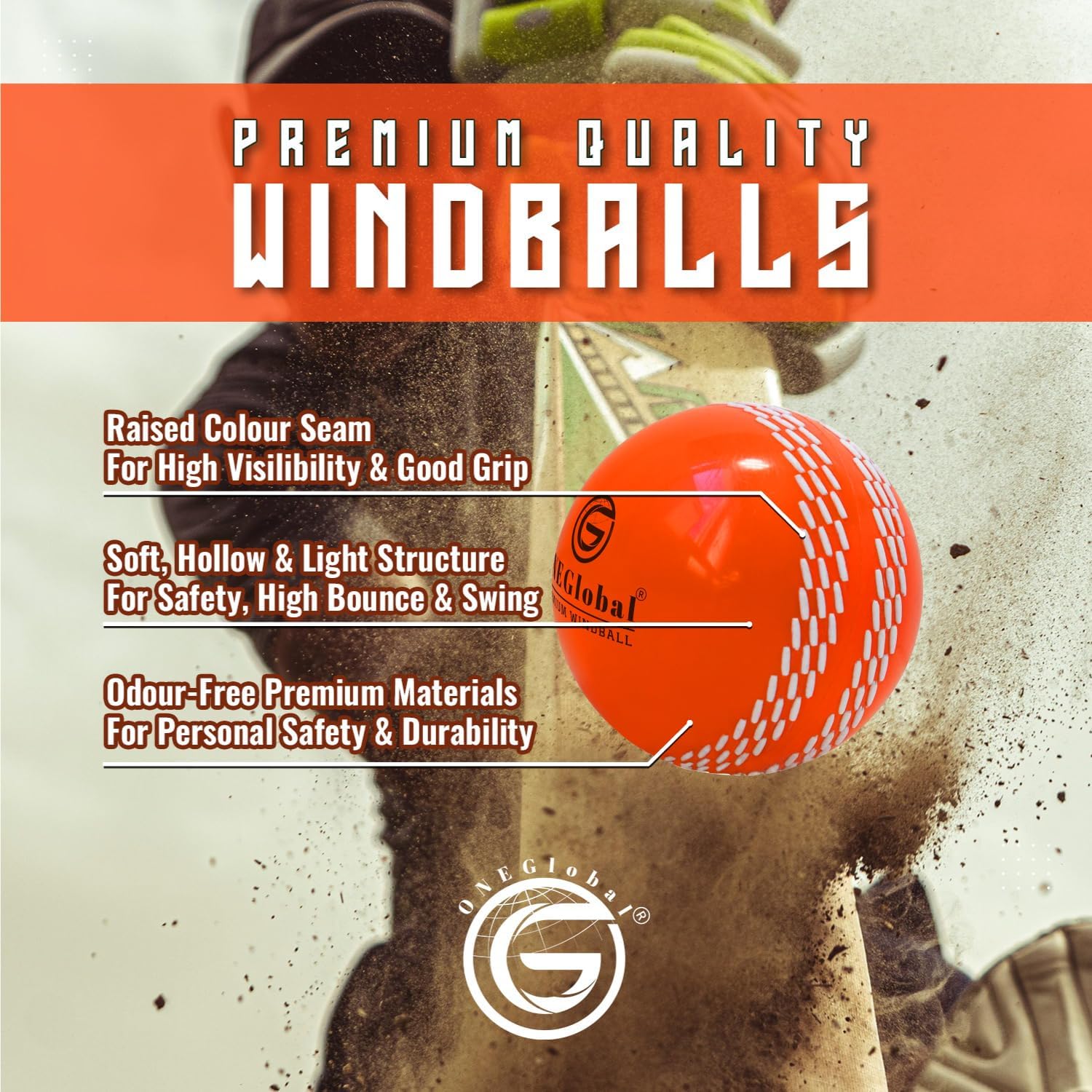 Detalle de ONEGlobal Premium windball cricket ball