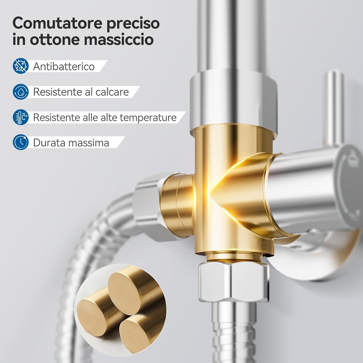 Thumbnail 2 de Auralum Colonna Doccia senza Miscelatore: robusta colonna in acciaio inox con soffione 25x25 cm e doccetta, altezza regolabile 72–110 cm