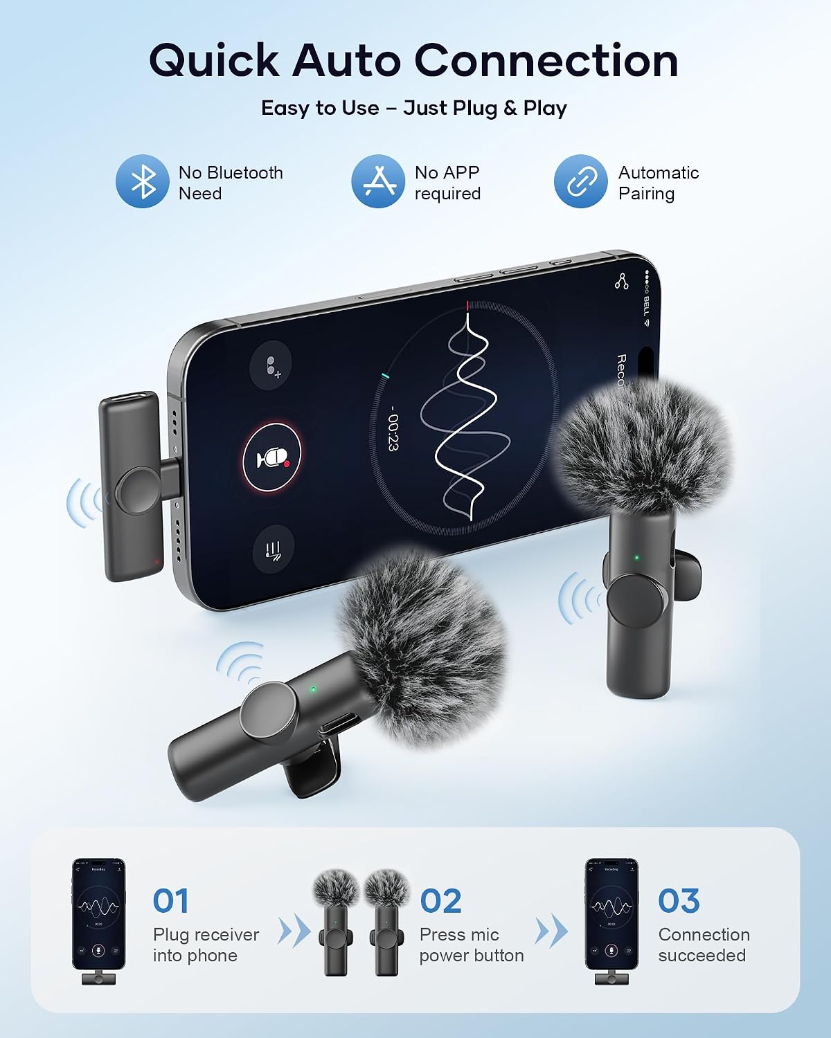 Detalle 2 de Wireless Lavalier Mic 2-Pack ๐ค