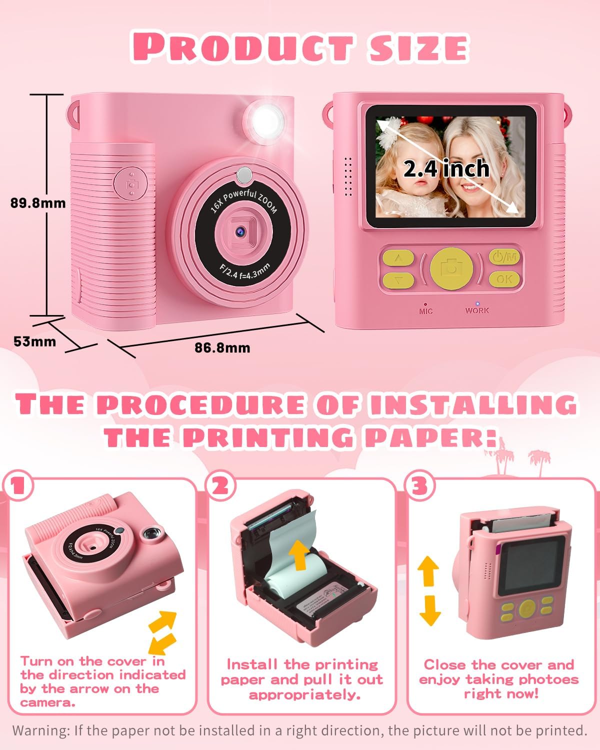Thumbnail 6 de CKATE Kids Camera Instant Print 1080P with 32GB