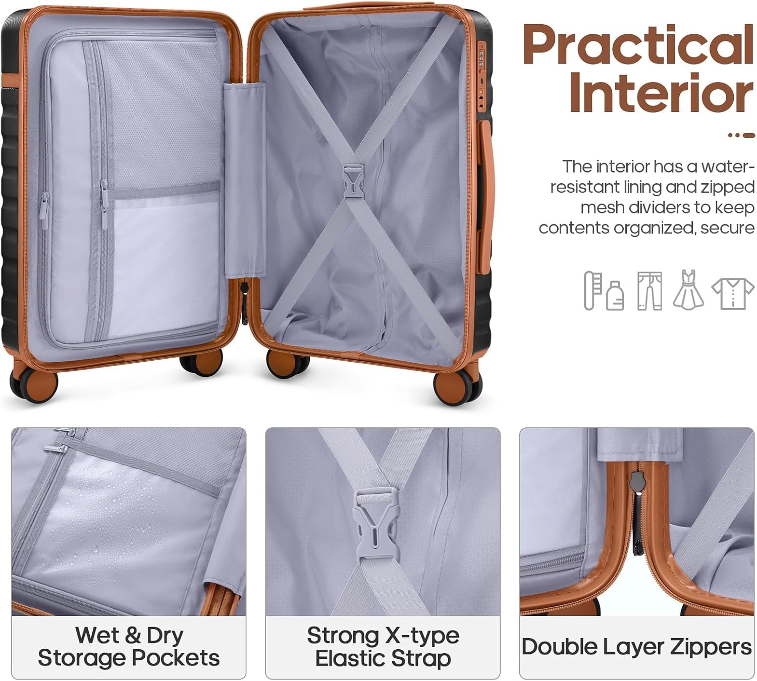 Thumbnail 1 de UKEIN Luggage Sets 3-Piece Carry-On Set (20-In Spinner Hardshell + Travel Backpack + Toiletry Bag) with TSA Lock