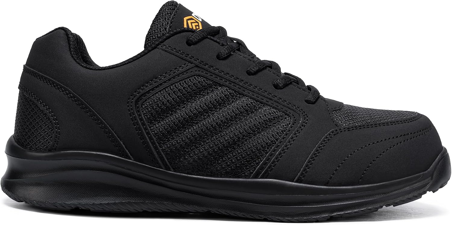 Detalle de DYKHMILY Safety Trainers for Men: Light, Breathable Steel Toe Cap Work Shoes