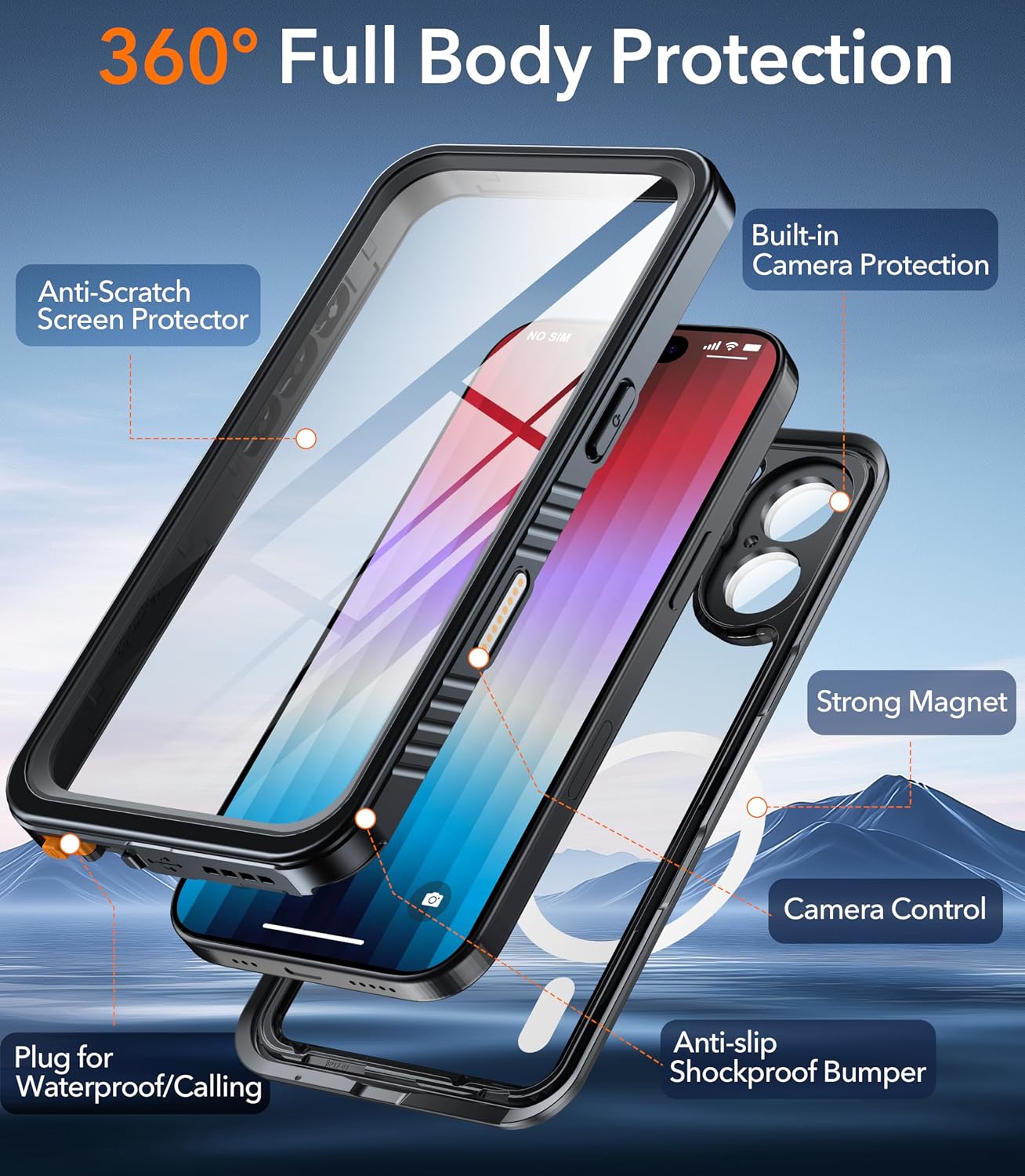Detalle de Oterkin iPhone 17 case IP68 waterproof, 6.3"