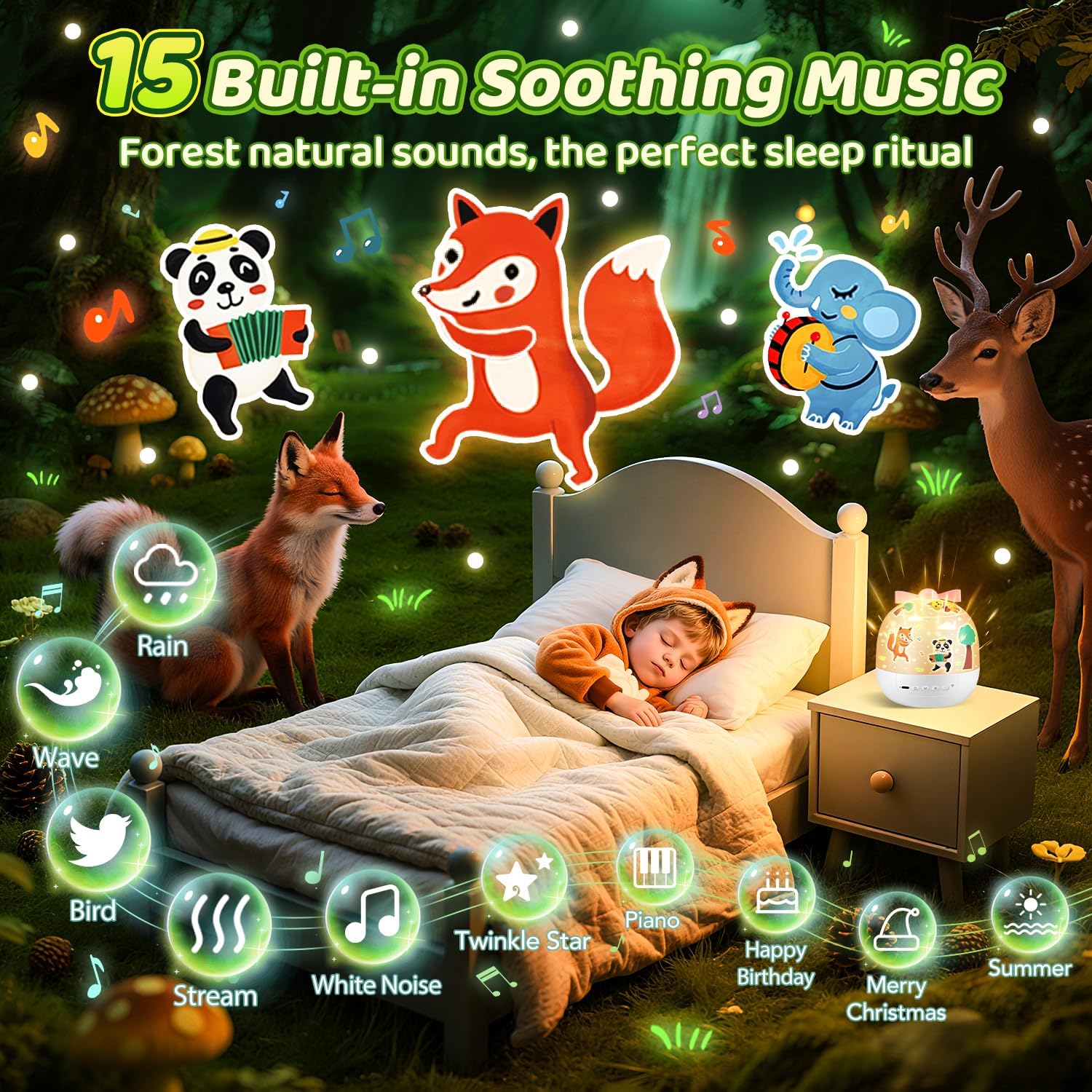 Thumbnail 1 de Nachtlicht Sternenhimmel Projektor Kinder – 4-in-1 mit 12 Farbumschlägen, Spieluhr & Einhorn-Deko