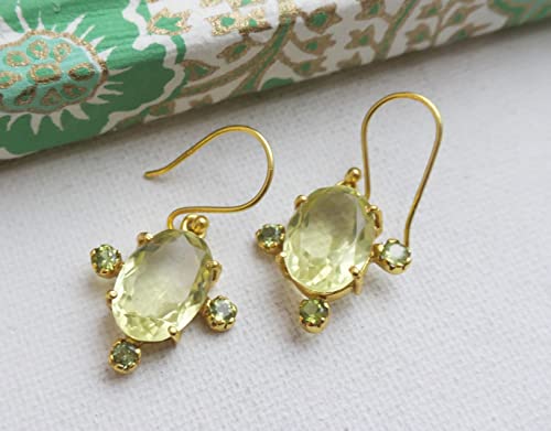Thumbnail 1 de Zitronenquarz Peridot Ohrringe Silber 925 Vergoldet von Sophia Rose Jewellery