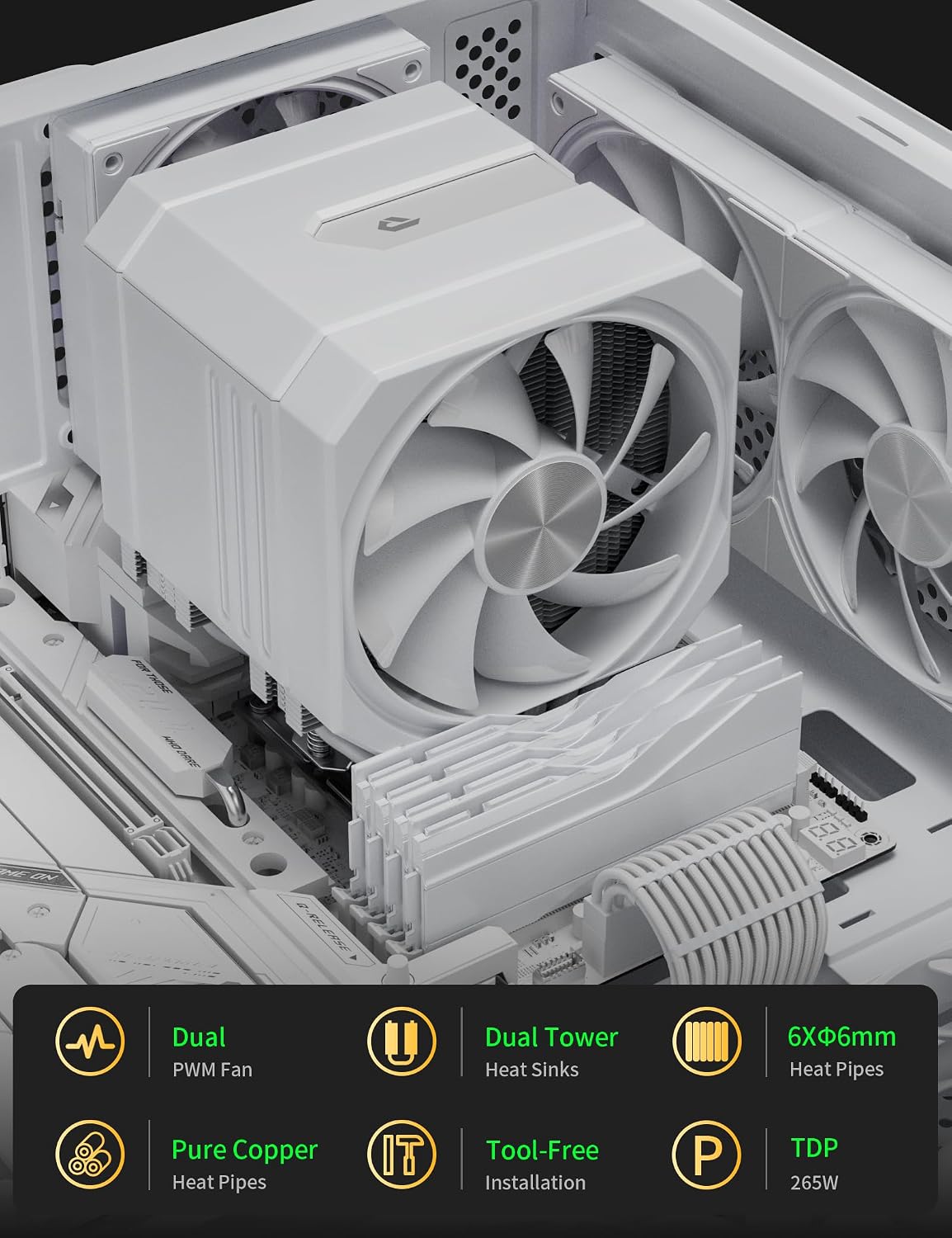 Detalle de UpHere Gaming up2T6 White CPU Air Cooler