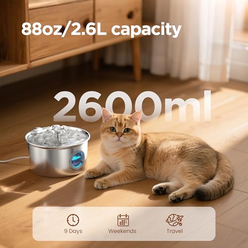 Detalle 2 de Fuente de Agua para Mascotas Gatos y Perros, Acero Inoxidable 🚰