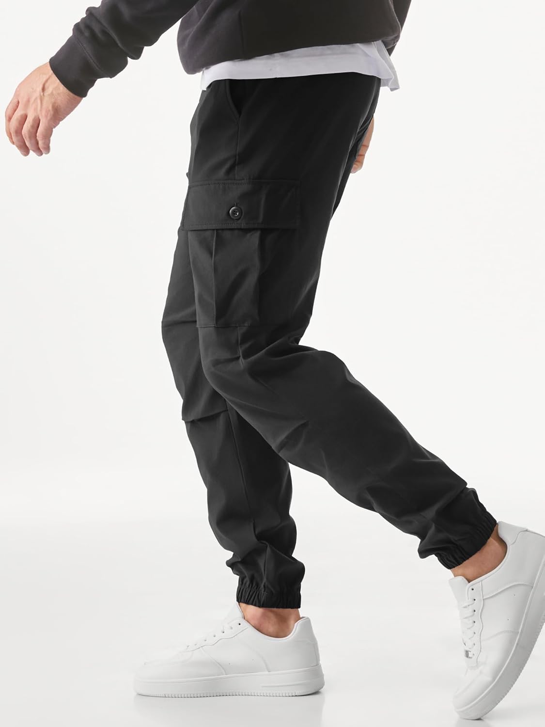 Thumbnail 3 de JMIERR Cargohose Herren Lang Jogger – elastischer Bund, Kordelzug und 5 Taschen