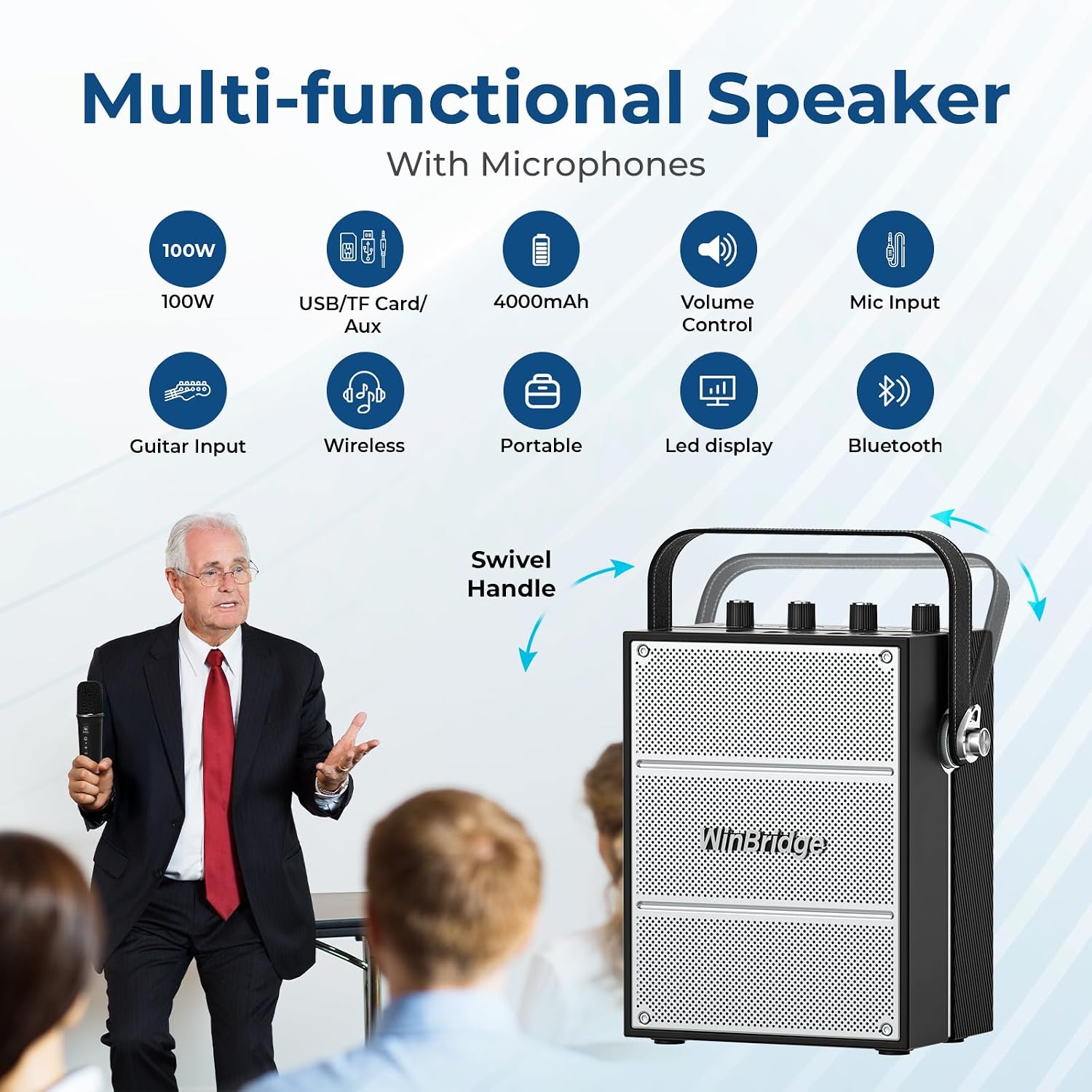 Detalle de ResponseBridge S99 100W Portable PA System with Two Wireless Microphones