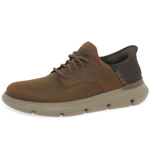 Detalle de Skechers Men's Garza Gervin Trainer – Brown, Wide Fit UK