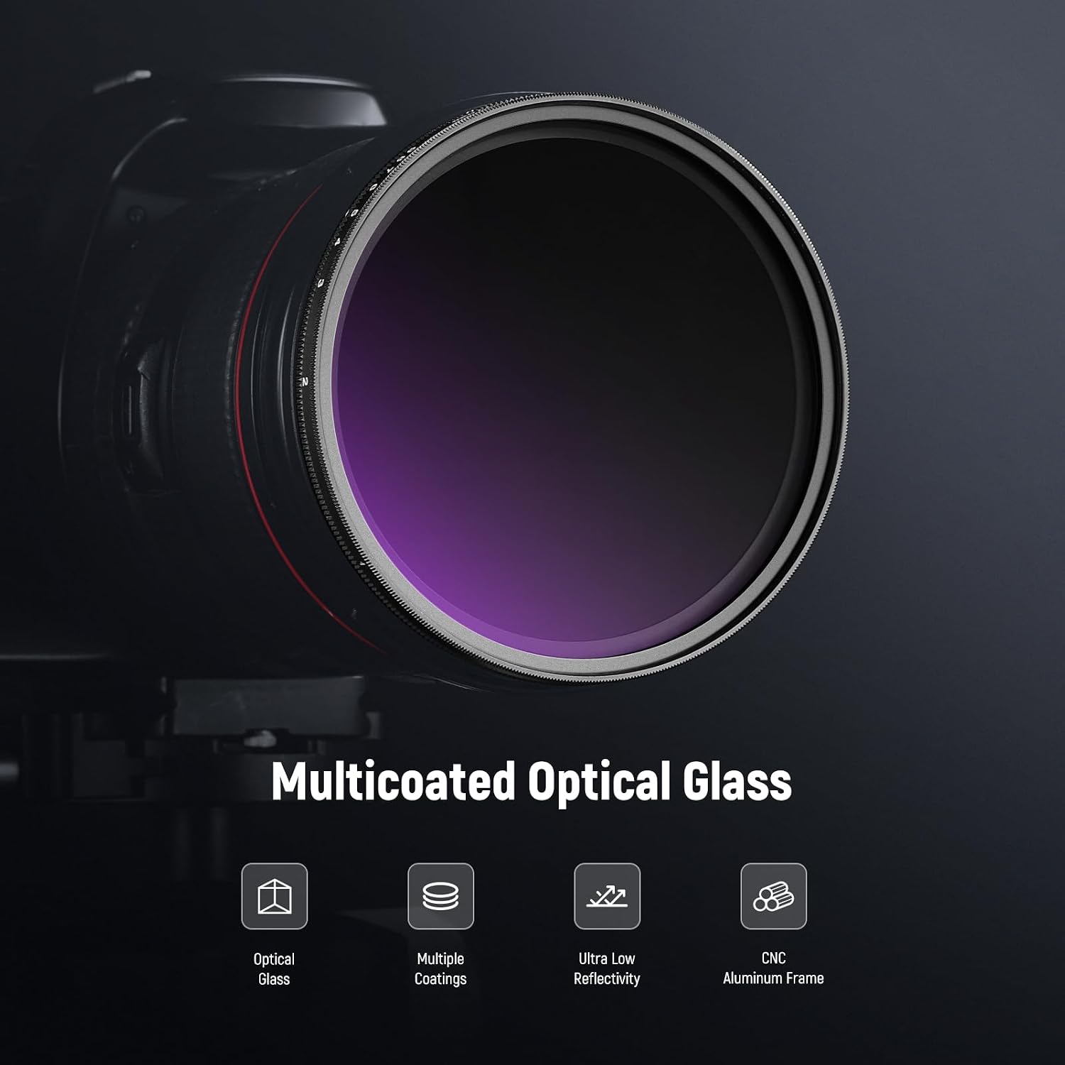 Detalle 2 de NEEWER Filtro ND2–ND400 variabile 58mm a densità neutra (ND2-ND400) con vetro multistrato antigraffio