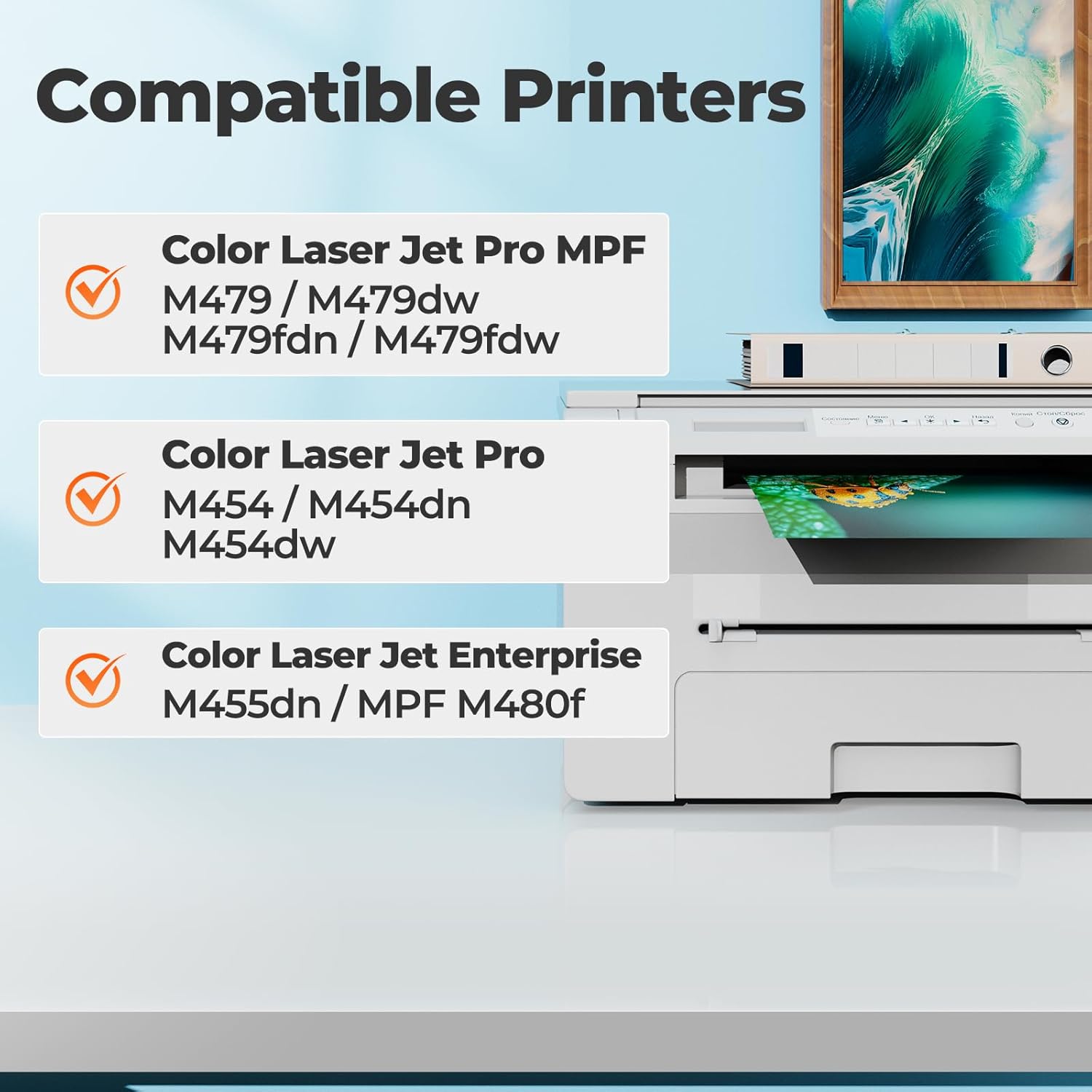 Detalle de 414A Toner Cartridge 4 Pack High Yield MFP M479fdw (With Chip) — Compatible for HP Color LaserJet Pro Series