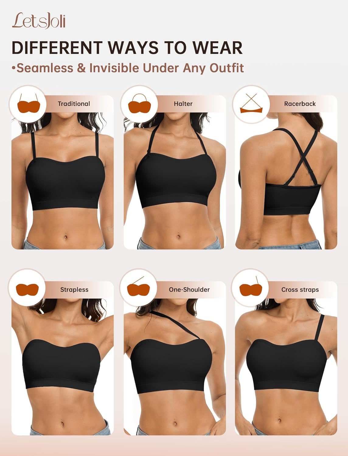 Thumbnail 4 de LetsJoli Push Up Strapless Bandeau Bra 2XL 🎀