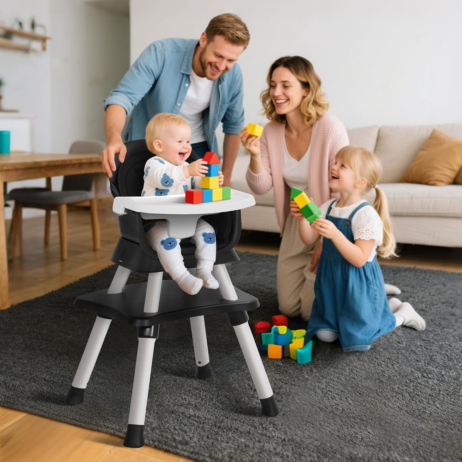 Detalle de TODEFULL 8-in-1 Convertible Baby High Chair with Removable Tray and Booster Seat