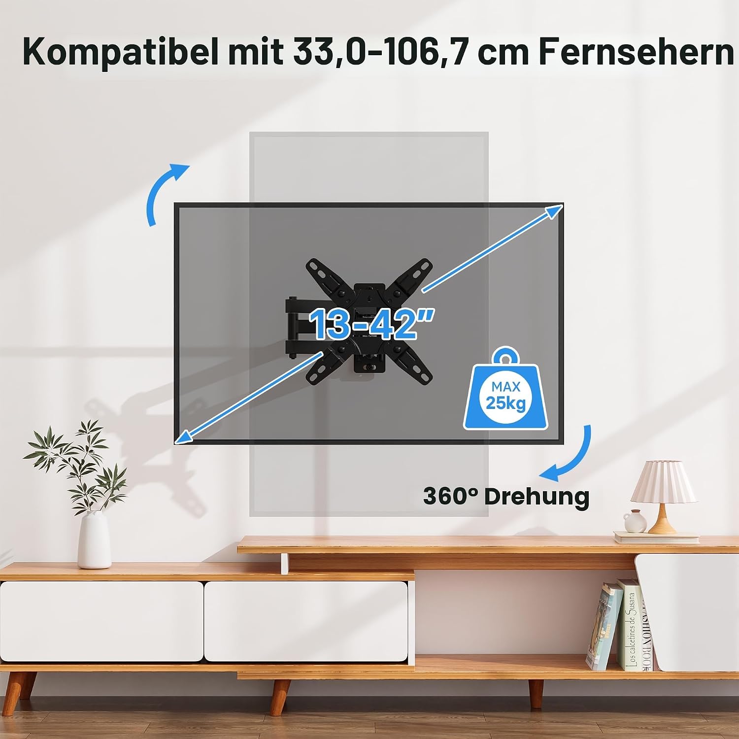 Detalle 1 de BONTEC TV-Wandhalterung Schwenk-/Drehbar 400 mm Auszug