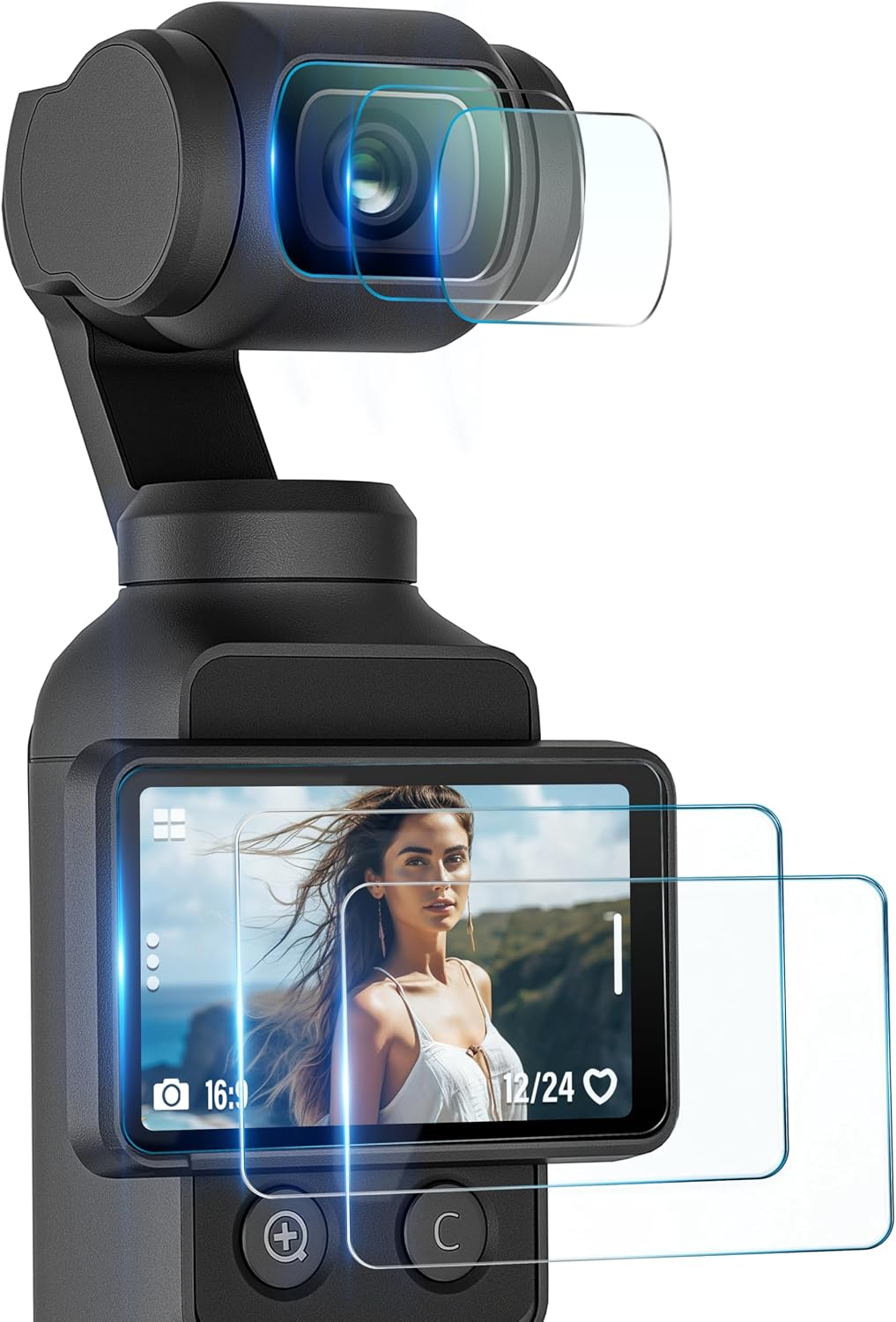 STARTRC PHOTO 3+3 Stück Displayschutzfolie (gehärtetes Glas) für Osmo Pocket 4 – Frontdisplay & Objektivschutz