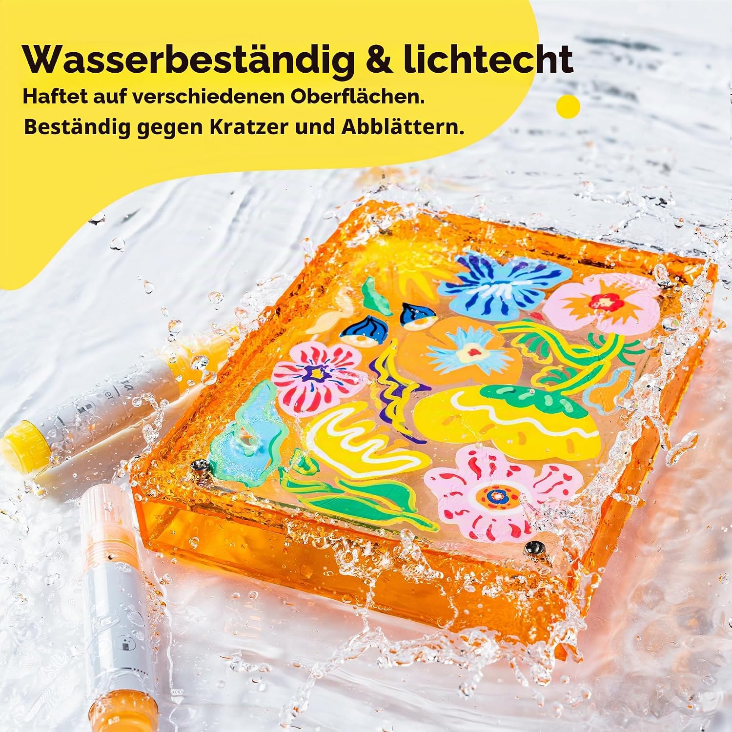 Detalle de Ohuhu Acrylstifte nachfüllbar – 18 Farben, 7 mm Meißelspitze/2 mm Wendespitze, wasserfest & lichtbeständig – Mauna Kea