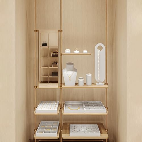 Detalle 2 de Papten Plateau À Bijoux en Cuir Empilable Blanc – rangements élégants pour homme et femme