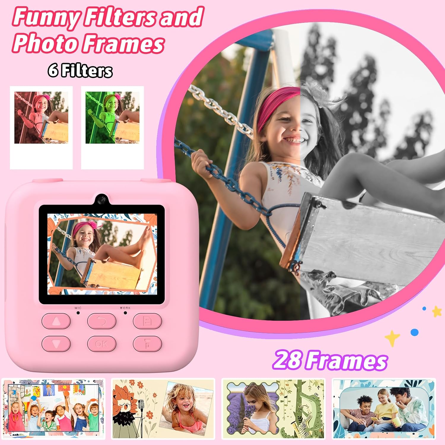 Thumbnail 4 de Cimizi P79 Kids Instant Print Camera, Dual Lenses, 1080p Video, 2.4-Inch Screen