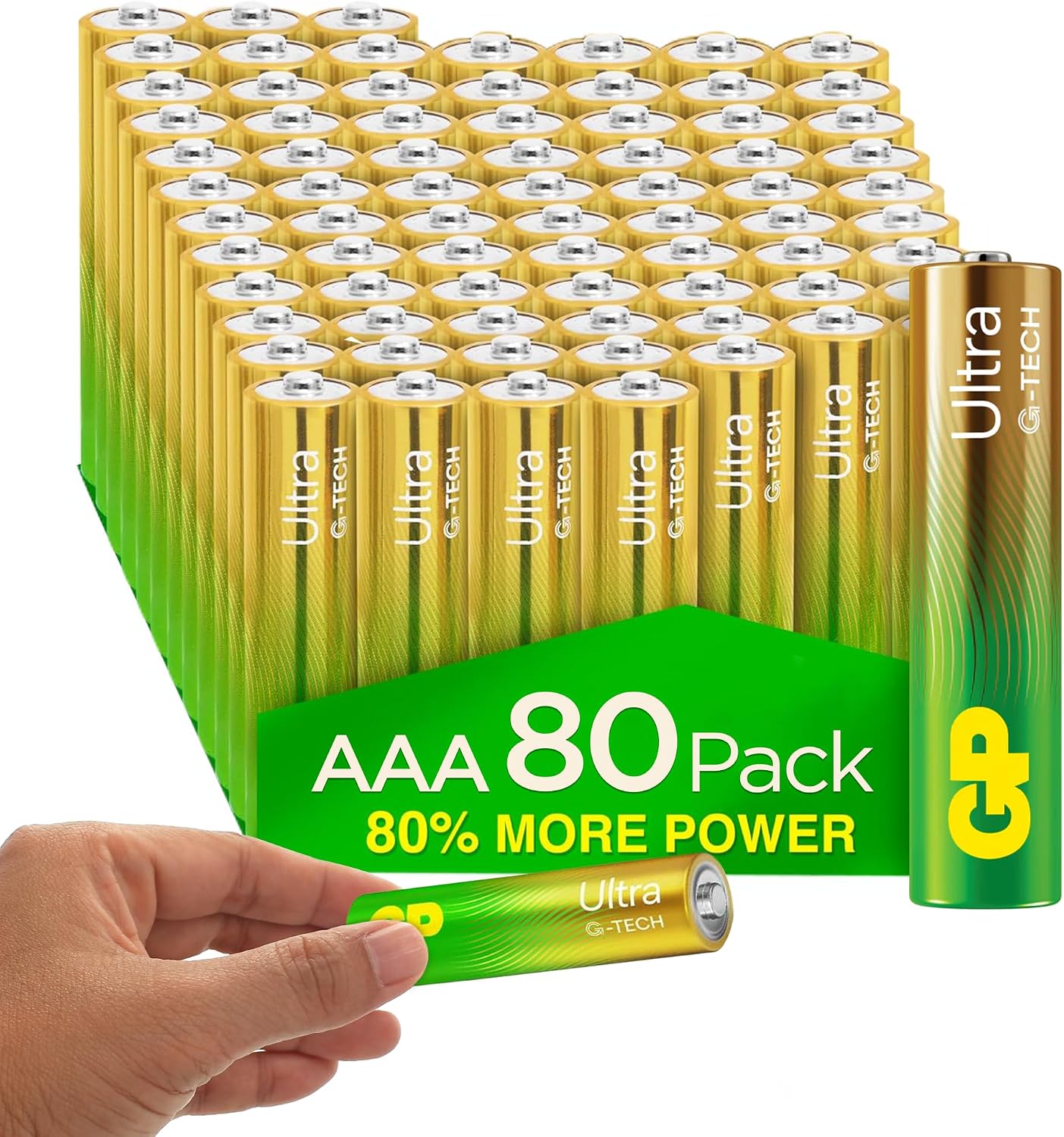 Detalle de GP Ultra Alkaline AAA Batteries 1.5V (80 Pack) – long-lasting, anti-leak for radios, cameras & alarms