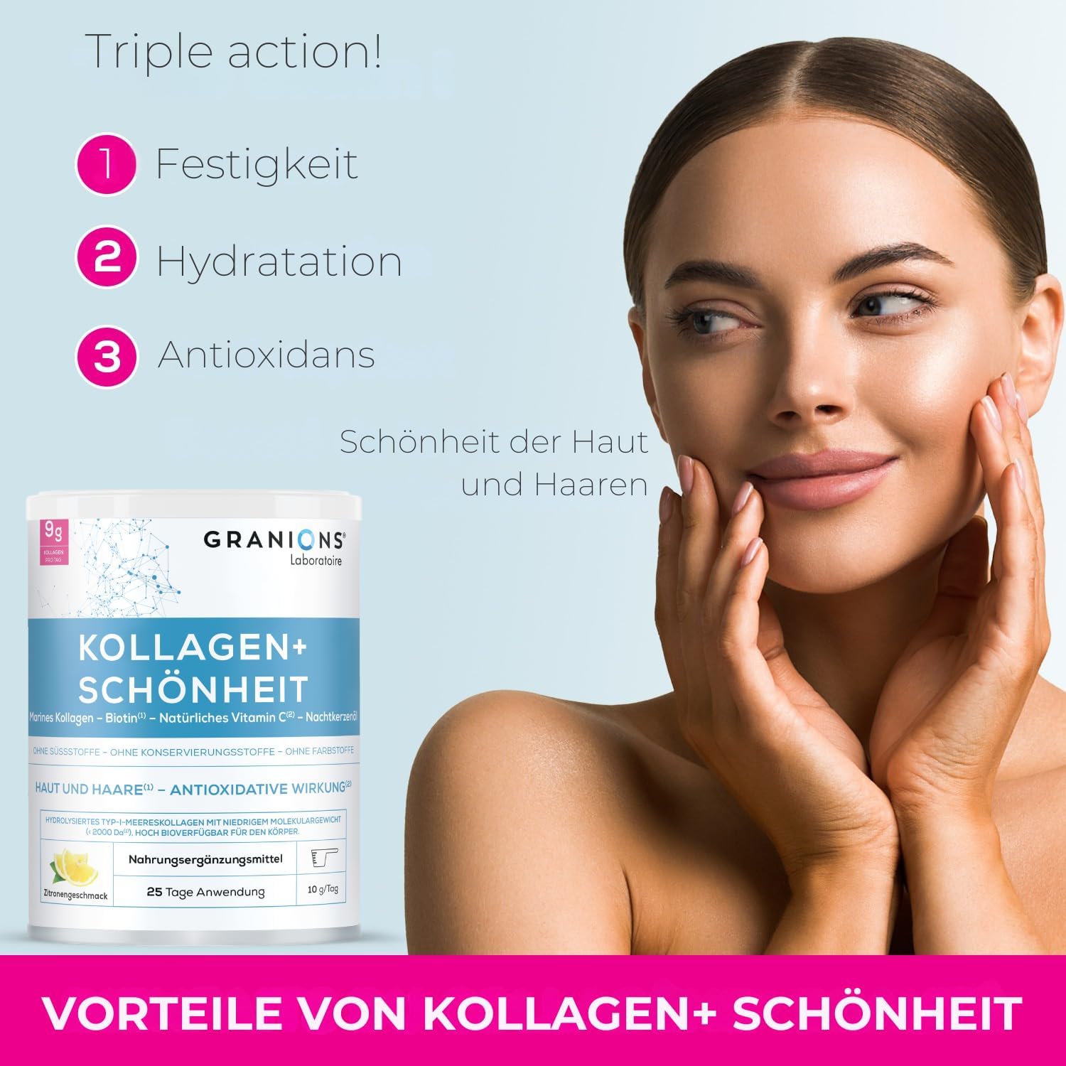 Thumbnail 1 de Kollagen Pulver 250 g mit Biotin, Vitamin C, Hyaluronsäure (Marine Kollagen) und Zitronengeschmack