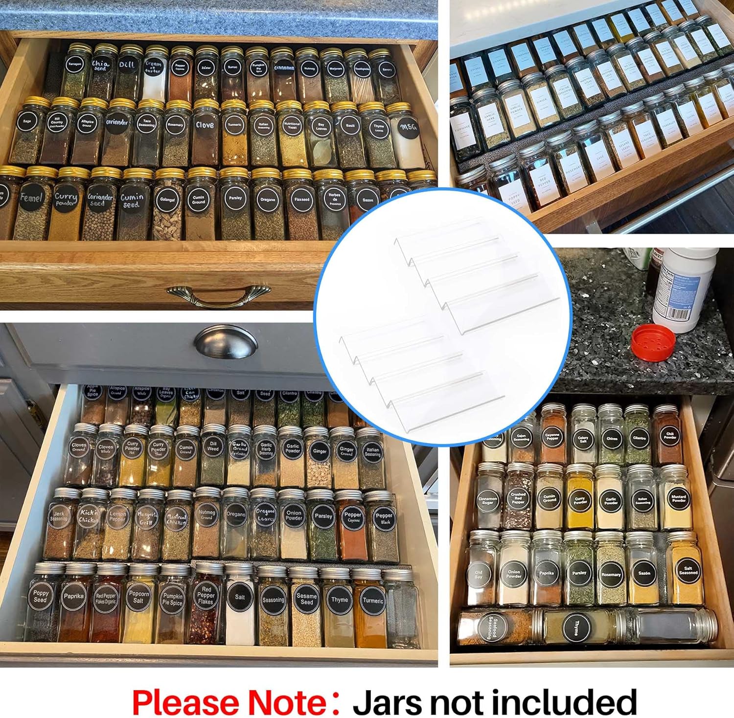 Detalle 2 de MIUKAA Clear Acrylic Spice Drawer Organizer 13–26"