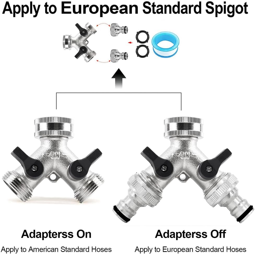 Detalle 2 de TUIBEIDAMAI 2-Wege-Wasserverteiler 3/4 Zoll Adapter