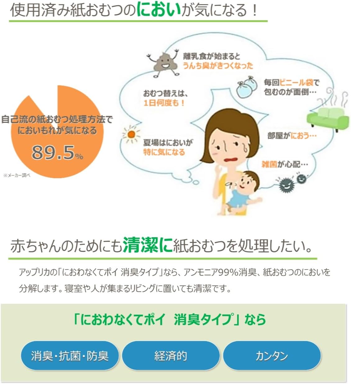 Detalle de アップリカ 09125 紙おむつ処理ポット用カセット 消臭タイプ 微香3個パック