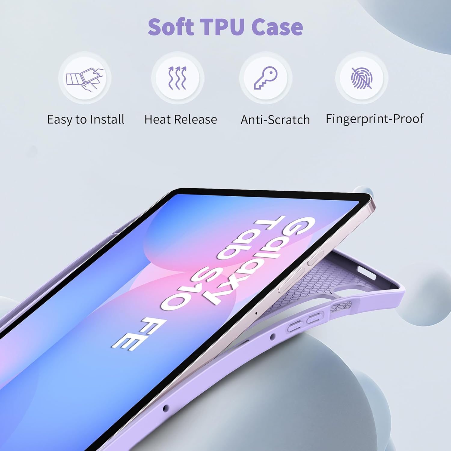 Thumbnail 5 de EasyAcc Hülle für Galaxy Tab S10 Lite/S10 FE 10.9" (2025) + S9 FE 10.9" / S9 11" – Ultra Dünn, S Pen Halter, Standfunktion, Blume Lila