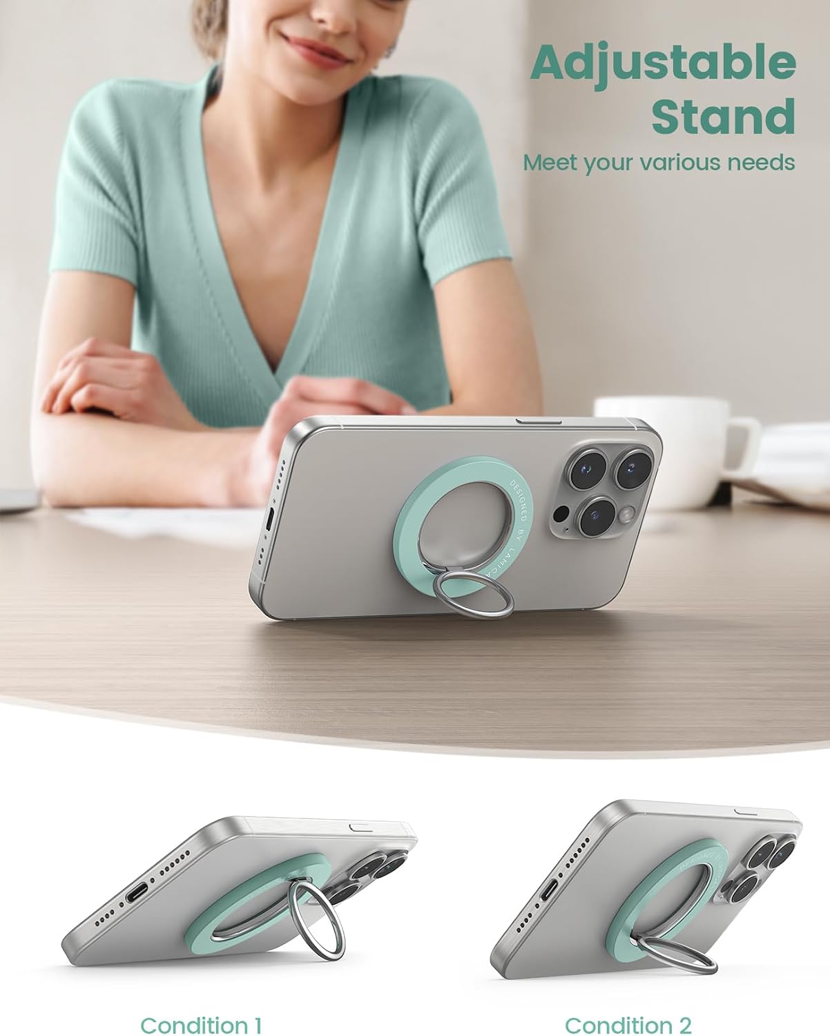 Detalle 2 de Lamicall Magnetic Phone Ring Holder for MagSafe Green