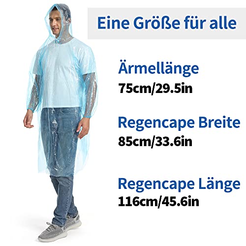 Detalle 2 de Opret Durchsichtiger Regenponcho 10 Stück – Passgenau, wasserdicht und kompakt