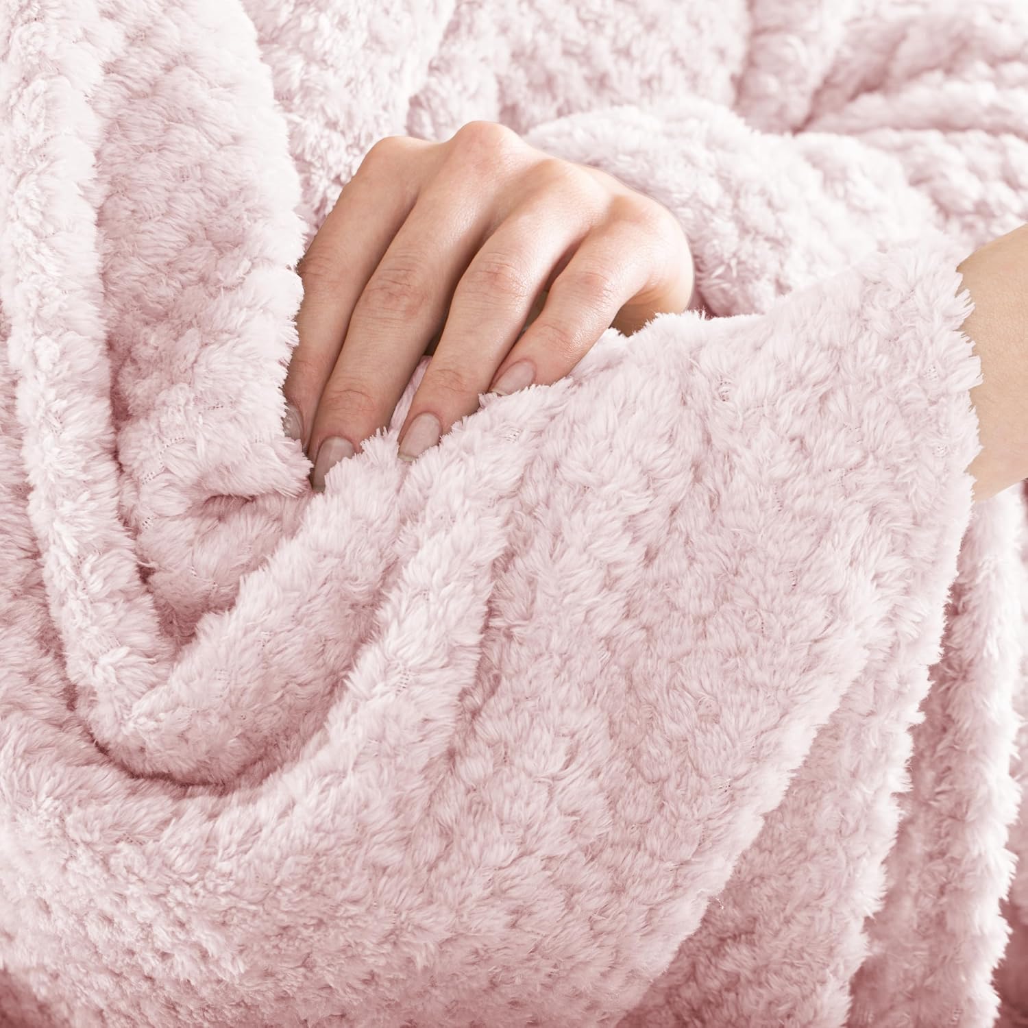 Thumbnail 5 de DecoKing Couette en microfibre Couverture polaire style scandinave Henry, rose poudré 220x240 cm