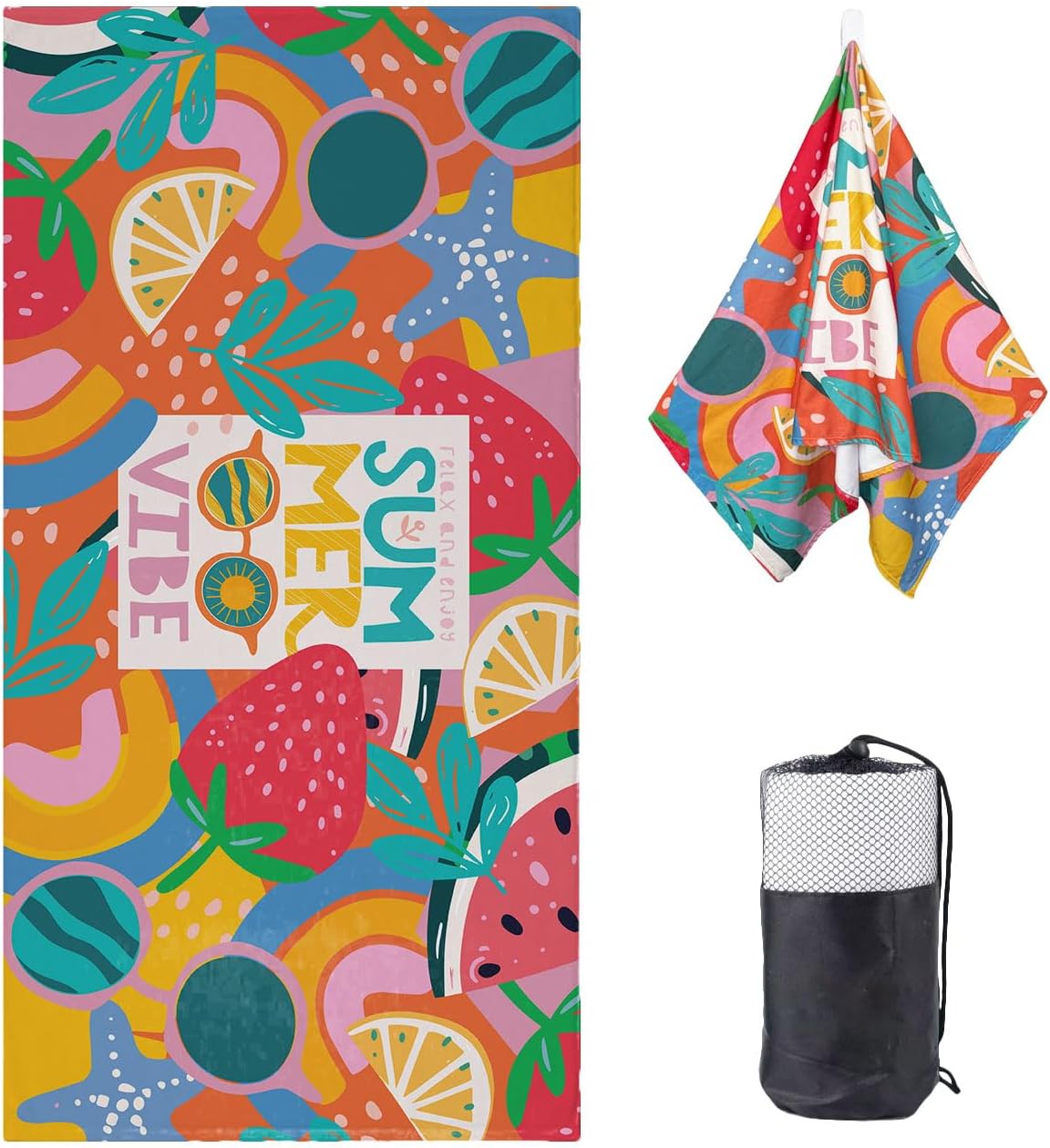 Thumbnail 5 de DJDEA Serviette de Plage Adulte 90x180 cm en Microfibre – Imprimé Fruits