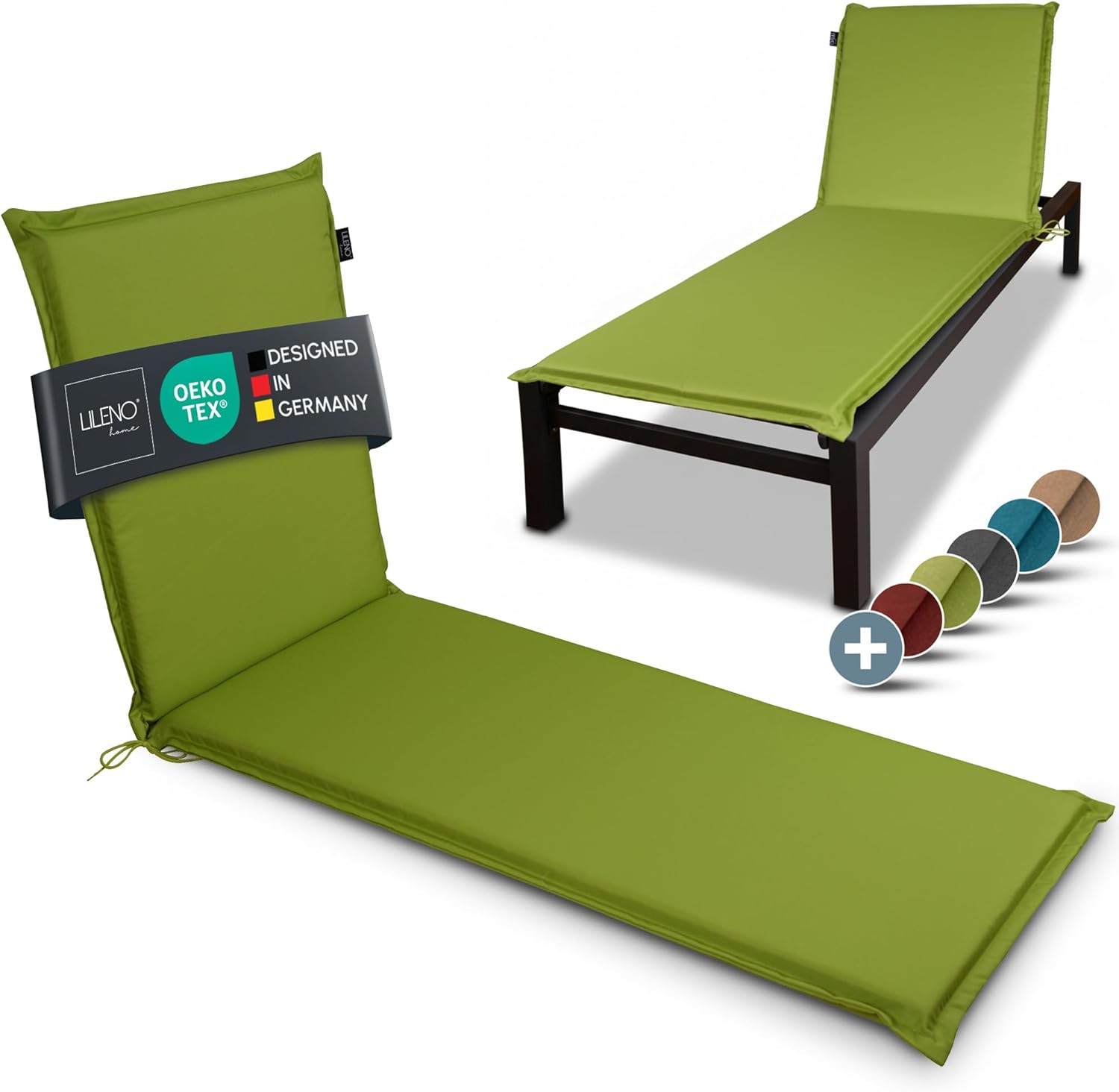 Thumbnail 6 de LILENO HOME 2er-Set Sonnenliege mit Rollen, gepolstert rot (188 x 60 x 5 cm) – für Garten & Terrasse